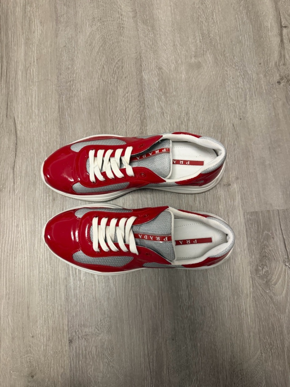 Prada Men’s Patent Leather and Technical Fabric America's Cup Sneakers Sz 7 - Picture 5 of 10